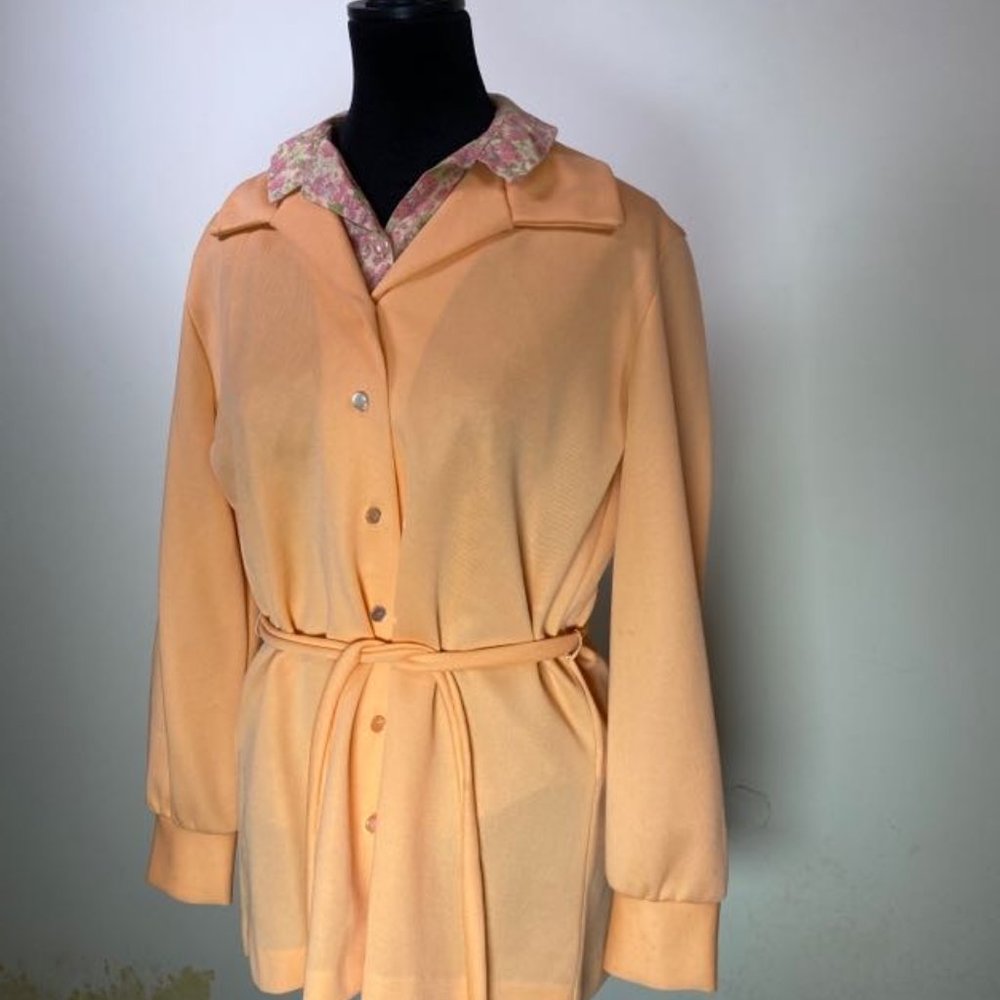 Vintage Peachy Overcoat with Floral Button Down - Lady Archdale 1980s